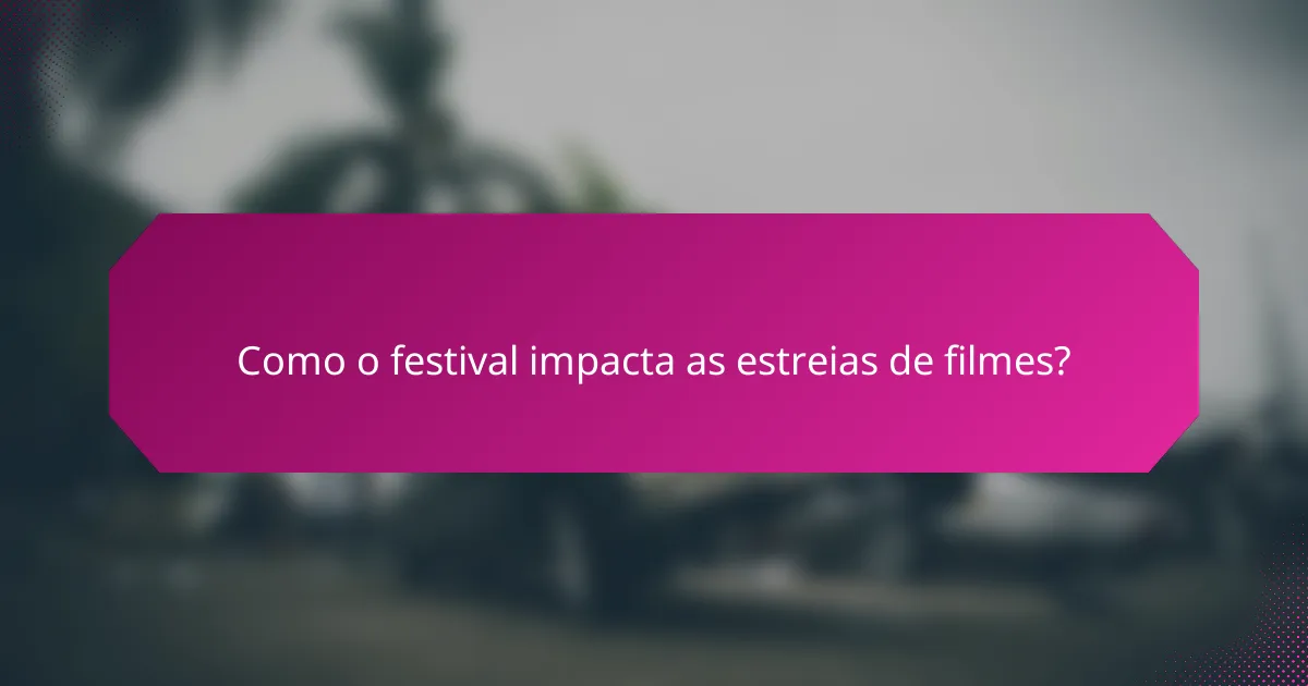 Como o festival impacta as estreias de filmes?
