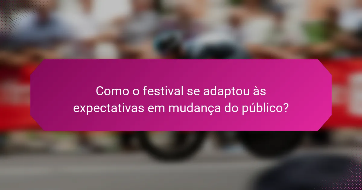 Como o festival se adaptou às expectativas em mudança do público?