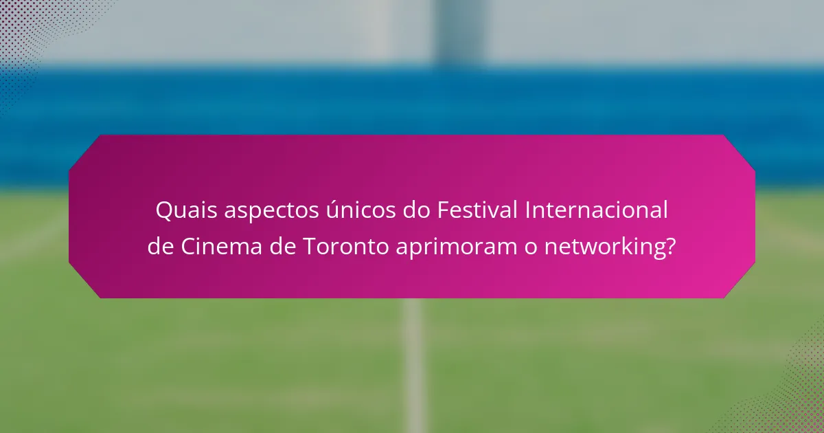 Quais aspectos únicos do Festival Internacional de Cinema de Toronto aprimoram o networking?