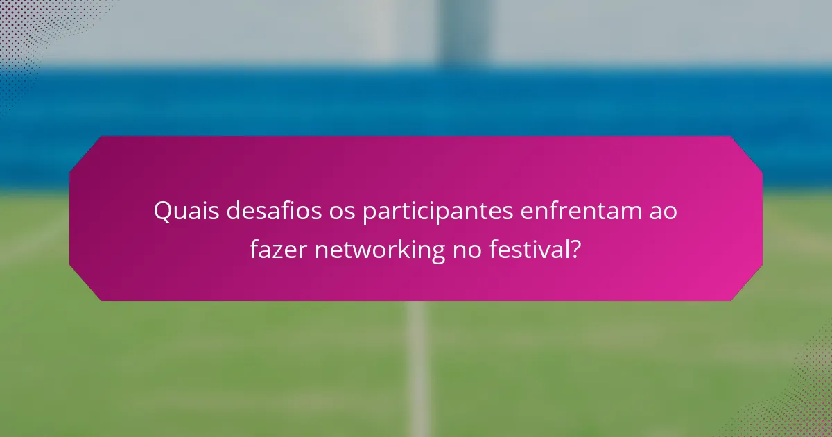 Quais desafios os participantes enfrentam ao fazer networking no festival?