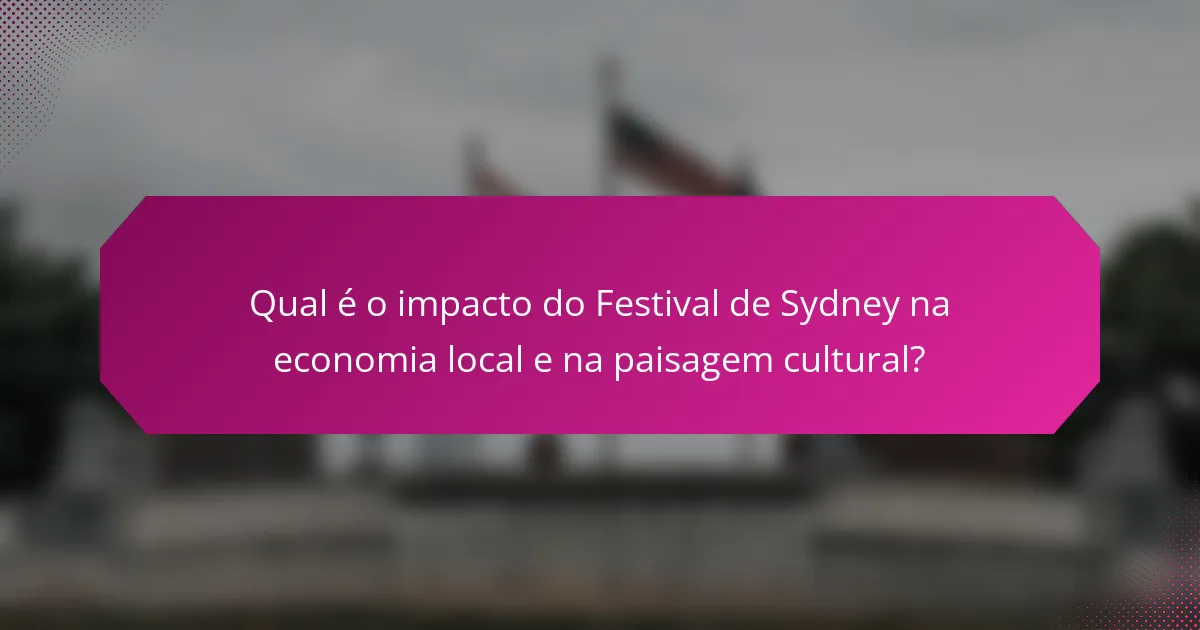 Qual é o impacto do Festival de Sydney na economia local e na paisagem cultural?
